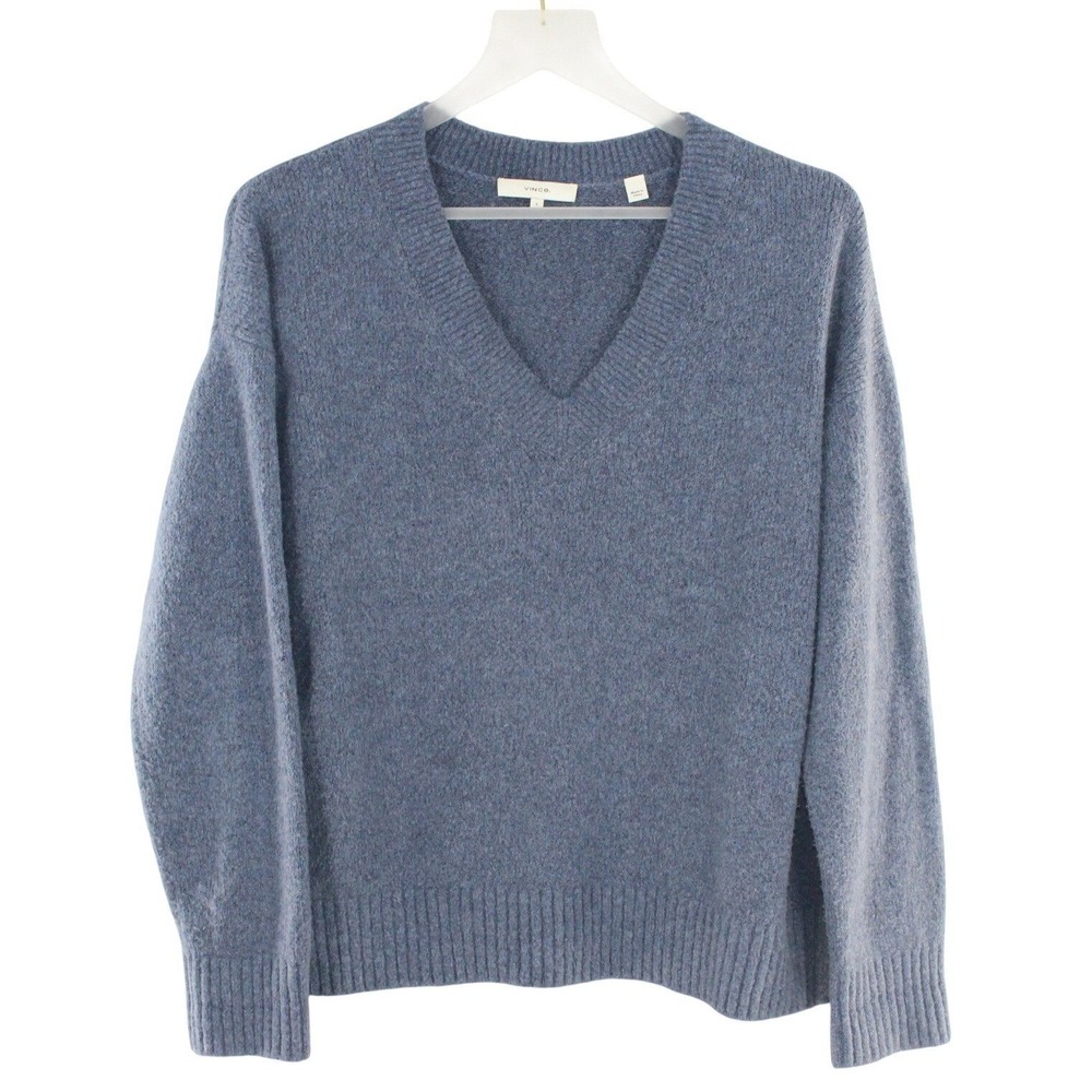 Vince V-Neck Sweater Cotton Blend Knit Pullover Small Blue